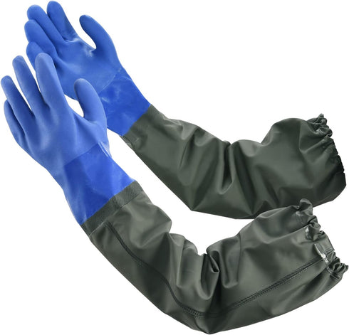 Long Waterproof Gloves, Long Chemical Gloves, Reusable, Padded Cotton Lined/Acid & Oil Resistant 28 inch XL...