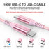 15ft USB C to USB C 100W Cable Pink (2-Pack), Long USB Type C Charger Fast Charging Braided Cable Compatible with iPhone 15 Pro Max,MacBook Pro M1...