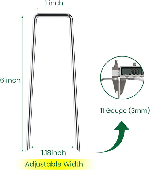 6 Inches Heavy Duty Galvanized Steel Garden Stakes Staples Securing Pegs for Securing Weed Fabric Landscape Fabric Netting Ground Sheets and Fleec...