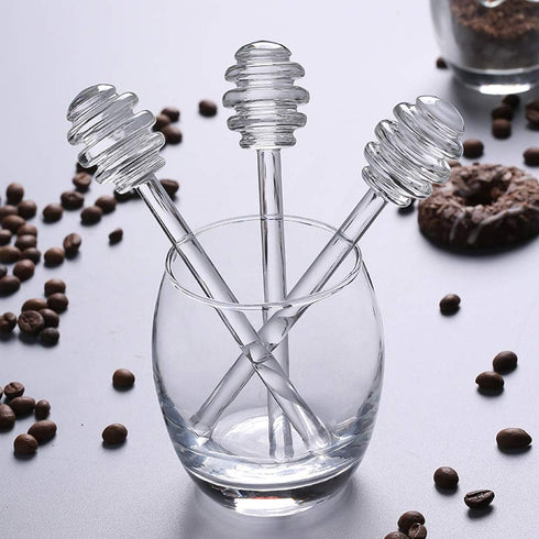 2pcs 6inch Reusable Glass Honeycomb Stick Honey Dippers Sticks Honey Stirrer Wand Honey Jar Dispense Drizzle Spoon for Maple Syrup, Molasses,Melte...