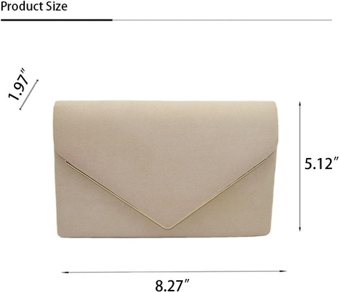 Evening Bags Women Clutch Purse Faux Suede Small Cute Classic Envelop Crossbody Handbag for Formal Wedding Party with Chain...