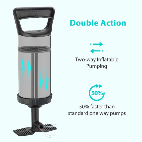 Hand Pump - Double Quick Air Pump for Inflatable, Hand Held Air Pump Rapid Inflation Portable Manual Air Pump with 3 Nozzle for Outdoor, Swimming ...