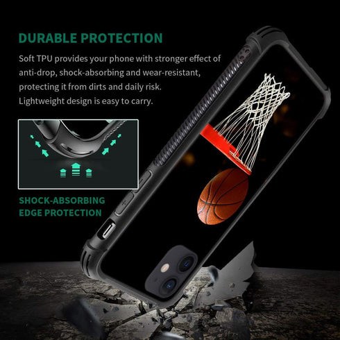 Case Compatible with iPhone 12 Mini Case,Basketball Hoop Pattern Case for iPhone 12 Mini Case for Boys Man,Anti-Scratch Shockproof Cover Case for ...