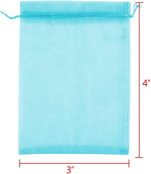 Boshen 100/200PCS Organza Gift Candy Sheer Bags Mesh Jewelry Pouches Drawstring Bulk for Wedding Party Favors Christmas (3" X 4"(100PCS), Teal Blu...