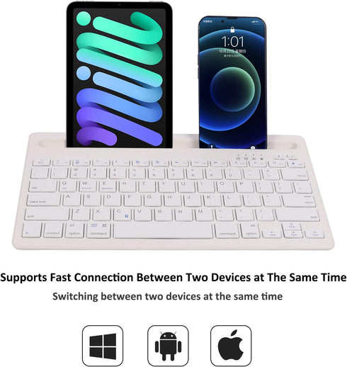 Bluetooth Keyboard Wireless Portable Mute Click Multi Device Keyboard Rechargeable Bluetooth 3.0 78 Keys Compact Wireless Keyboard for Tablet Lapt...