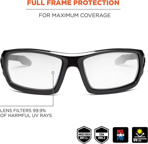 Ergodyne Skullerz Thor Anti-Fog Safety Glasses - Black Frame, Clear Lens...