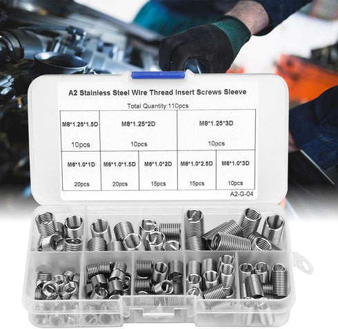 110pcs Coiled Wire Thread Insert Thread Screws, Stainless Steel Sleeve Set, Versatile Thread Repair Kit for Home Repair....