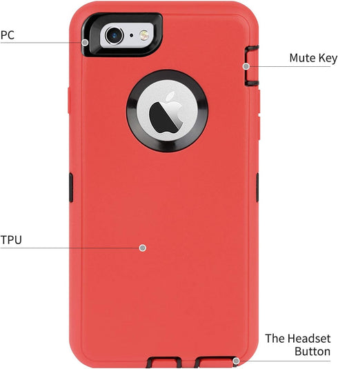 CAFEWICH for iPhone 6/6S Case Heavy Duty Shockproof High Impact Tough Rugged Hybrid Rubber Triple Defender Protective Anti-Shock Silicone Mobile P...