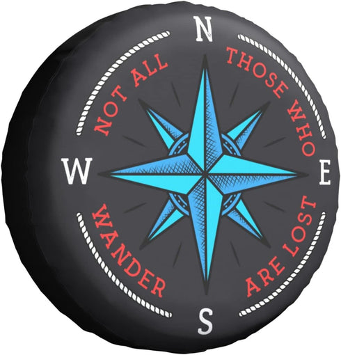 Not All Those Who Wander are Lost Compass Spare Tire Cover 16 Inch Wheel Protector for Truck SUV Trailer Camping Rv Tire Covers...
