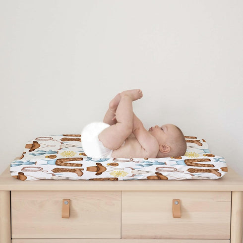 Western Cowboy Baby Changing Pad Cover for Boys & Girls 32''x16'' Desert Cowboy Hat Boot Sun Cactus Unisex Fitted Changing Table Mats Sheets Soft ...