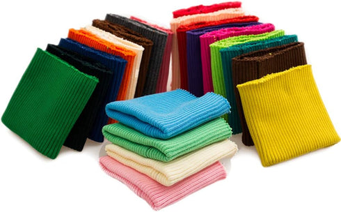 Tong Gu Leg Opening Cuffs Ribbed Trims Fabric Knitted Rib Stretch Tape Tubular Rib Cuffing Replacement DIY, 35 Colours (1 Pair, Black)...