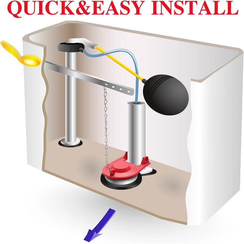 Peryiter Toilet Flapper Replacement Kit Universal Toilet Plug Flapper with Stainless Chain for 2 Inch Flush Valves, Water Saving(6 Pcs)...