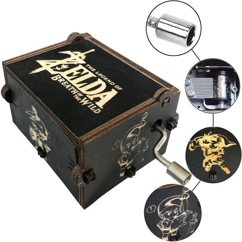 Pursuestar The Legend of Zelda-Storms from Ocarina of Time Wood Music Box, Hand Crank Engraved Vintage Wooden Musical Box for Birthday Valentine W...
