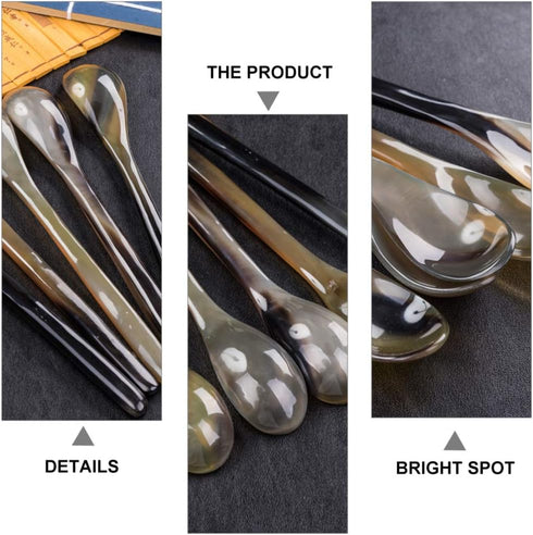 YARNOW 4pcs Small Spoons Ox Horn Caviar Spoons Mother of Pearl Spoon Soup Spoons Cocktail Stirring Spoons Tableware for Dessert Tea Coffee Ice Cre...