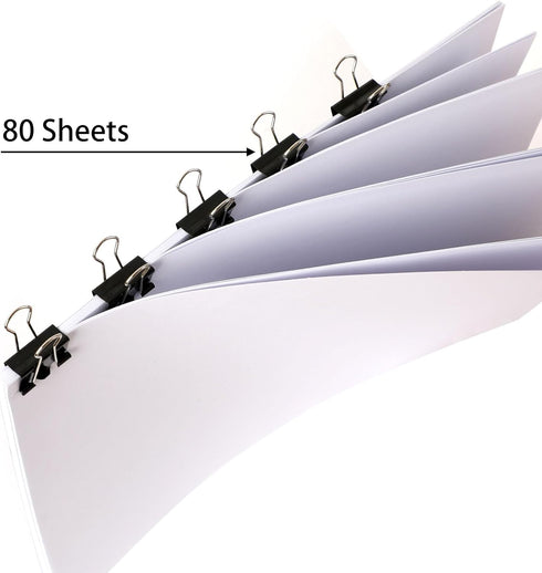 SANNIX 42 PCS Binder Clips, 1 inch 25mm Binder Clips Black Paper Clamps Medium Size for Office Home School...