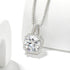 Cubic Zirconia Earrings and Necklace Set for Women 14K White Gold Plated Square Jewelry Set for Women Silver Pendant Necklace Hypoallergenic Stud ...
