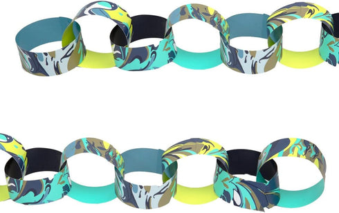 Talking Tables Blue Paper Chain Party Decorations - 100 Pack | Marble Print for Christmas, New Year's, Birthday, Kids Arts and Crafts Activities...