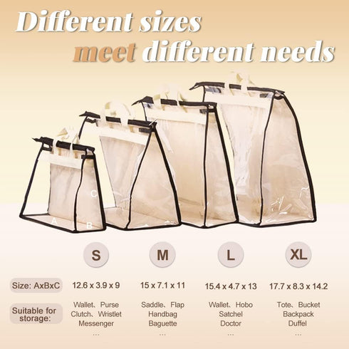 2 PCS Hanging Handbag Storage Organizer Purse Dustproof Storage Bag Transparent Non-woven Storage Bag with Zipper and Handle (XL)...