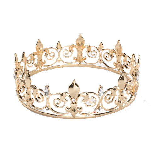 SNOWH Full King Crown Gold - Men's Crowns and Tiaras, Metal Birthday Crown, Prom Hair Accessories Costume Party Decorations for Adults and Boys...