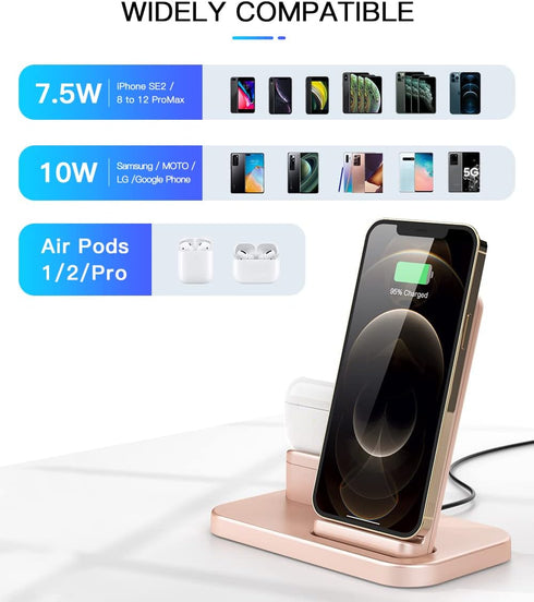 BEACOO Angle Adjustable Wireless Charger, 2 in 1 Wireless Charging Station for iPhone and AirPods, Charging Dock for AirPods Pro/2/1, 7.5W Qi Fast...