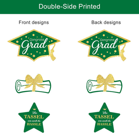 Green and Gold Graduation Decorations Set of 24 Class of 2025 Table Decor Congrats Grad Party Centerpiece Sticks Table Toppers Graduation Party Su...