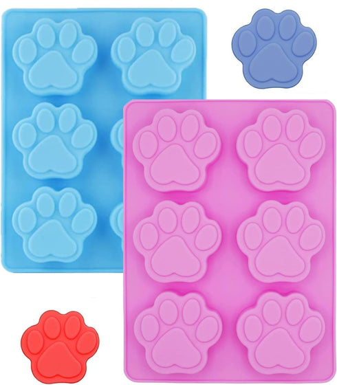 2 PCS Silicone Molds Puppy Dog Paw,6 Cavity Puppy Cat Mould for for Homemade Treats and Cat Animal Paw Ice Candy Chocolate Baking Mold...
