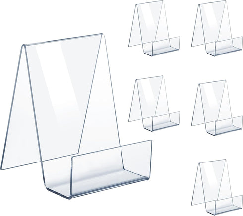 6 Pack Display Stand with Ledge, Acrylic Book Display Stand Tablet Holder Easel Holder for Displaying Pictures, Books, Albums, Music Sheets, Noteb...
