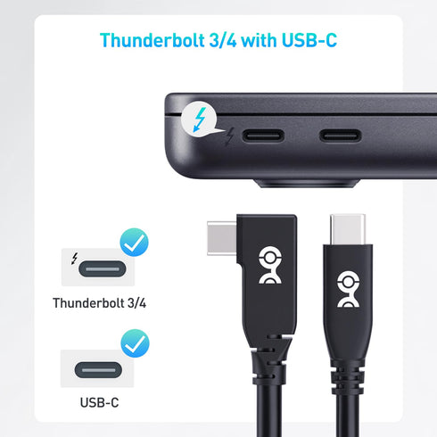 Cable Matters 40Gbps Right Angle USB 4 Cable 3.3 ft, Support 8K@60Hz Video, 240W Charging, USB4 Cable Right Angle/USB C Display Cable, Compatible ...