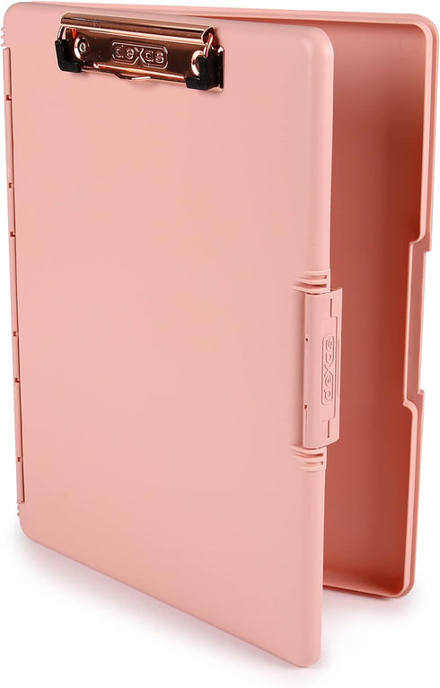 Dexas Slimcase 2 Storage Clipboard with Side Opening, Blush Pink with Rose Gold Clip, Office Supplies Clipboards to Carry and Store, A4 Holder, Co...