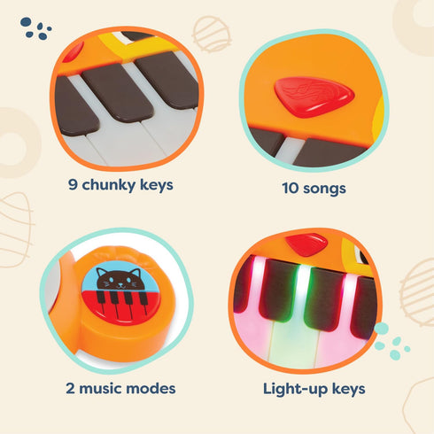 B. toys- B. baby- Mini Meowsic- Mini Toy Keyboard – Baby Piano – Songs, Sounds & Lights – Sensory Baby Toys – 6 Months +...