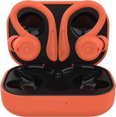 Orange Over Ear Wireless Earbuds with Earhooks Running Bluetooth Earbuds with ear hook Waterproof Small Earphones in Ear Headphones Noise Cancelli...