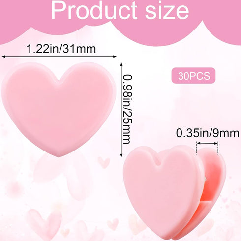 30pcs Heart Shaped Binder Clips, Mini Pink Paper Bookmarks Decorative Cute Heart Clips Small Clamps Folders Clips for Book Lovers Teachers Student...