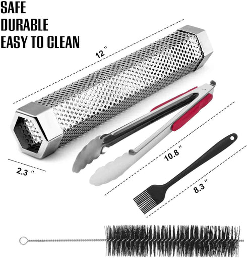 BEWAVE Pellet Smoker Tube for All Grill Electric Gas Charcoal or Smokers Hot/Cold Smoking, Free Tube Brush, 12 Inch, 2 Pcs...