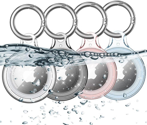 COOLQO IPX8 Waterproof Airtag Holder Compatible with Apple AirTags, AirTag Case Keychain Air Tag Holder, Hard PC AirTags Key Ring Cases Tags Chain...