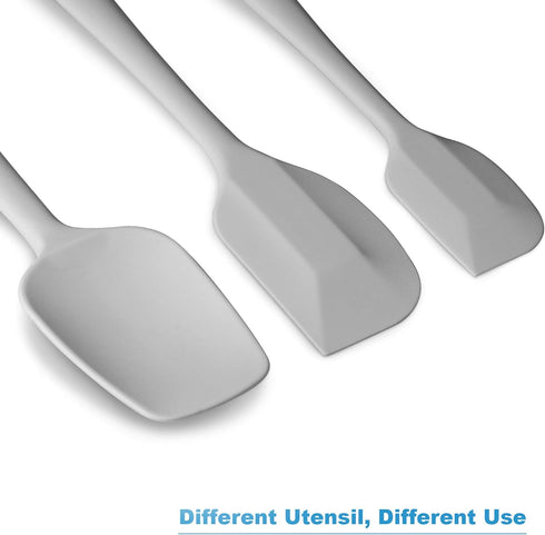 Silicone Spatula 3-piece Set, Ergonomic Handle High Heat-Resistant Spatulas, Non-stick Rubber Spatulas with Stainless Steel Core, Light Grey...