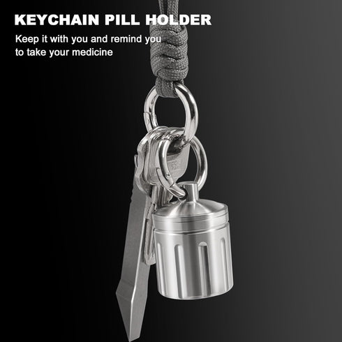 Waterproof Pill Organizer, Stainless Steel Pill Case, Keychain Pill Holder, Portable Pill Container Single Chamber Pill Box Outdoor Camping, Size:...