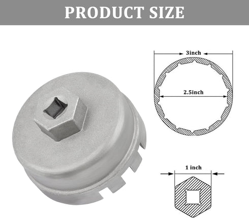 Oil Filter Wrench,64mm 14 Flute Oil Filter Remover Tool,Aluminum Heavy Duty Oil Filter Wrench Engine Oil Filter Socket Compatible with Toyota,Lexu...