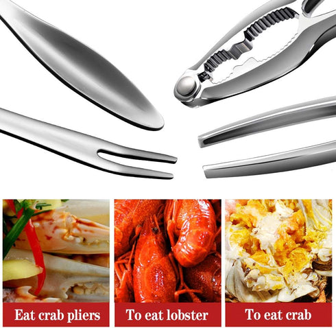 6Pcs Crab Crackers and Tools including 2 Forks 2 Lobster Crackers Nut Cracker and 2 Lobster Crab Mallets...