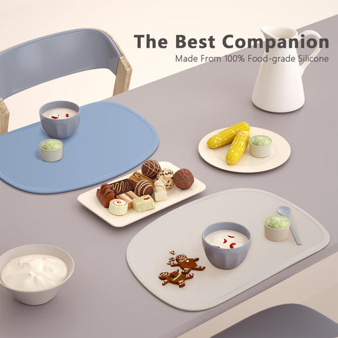 Cuddle Campus Set of 3 Silicone Placemats with Raised Edges for Kids,Toddlers,Babies, Non-Slip Dinning Table Mat, Baby Eating Mat, Food Mat...