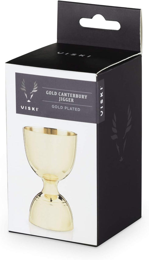 Viski Canterbury Double Measure for Cocktails - Bar Tools and Accessories, Stainless Steel Bartender Tool, Measuring Shot - Gold, Set of 1...
