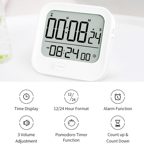 Small Vibrating Alarm Clock, Digital Large Display Magnetic Pomodoro Backlight Timer Stopwatch Tomato Vibration Pocket Clock, Loud or Silent Volum...