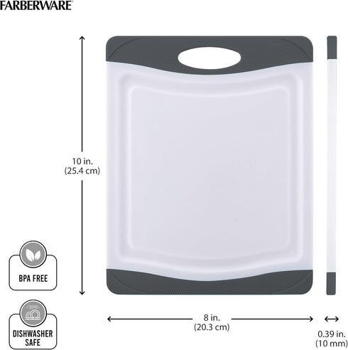 Farberware Nonslip Poly Cutting Board, 8x10-Inch, Gray and White...