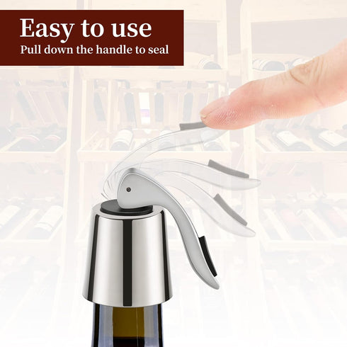 2 PACK Wine Bottle Stoppers,Reusable Wine Stoppers for Wine Bottles,Stainless Steel Wine Bottle Stopper with Silicone,Wine Corks Keep Fresh,Best G...