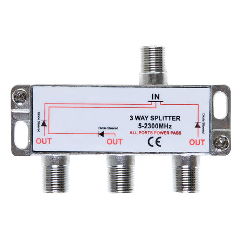 Cables Direct Online 3 Way Bi-Directional 5-2300 MHz Indoor and Outdoor Waterproof Coaxial Antenna Splitter for RG6 RG59 Coax Cable Satellite HDTV...