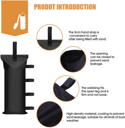 112 LBS Canopy Weights Sand Bags for Canopy Outdoor Advertising Tent Sunshade Fixed Windproof Pop up Canopy Tent?No Sand) Black (4-Pack)...