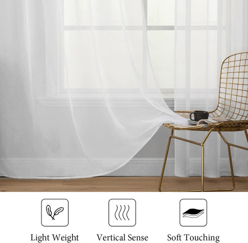 MIULEE 2 Panels Solid Color White Sheer Window Curtains Elegant Window Voile Panels/Drapes/Treatment for Bedroom Living Room (54 X 72 Inches White...