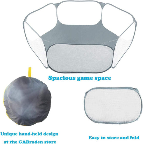 Small Animals Tent,Reptiles Cage,Breathable Transparent Pet Playpen Pop Open Outdoor/Indoor Exercise Fence,Portable Yard Fence (Grey)...