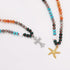 MJartoria Beaded Gemstone Necklace for Women, Starfish Cross Pendant Necklace Colorful Boho Bead Choker Natural Stone Beach Necklace Summer Handma...