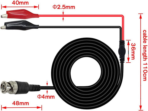 BNC Q9 to Double Alligator Clip Test Cable Probe Leads Oscilloscope Test (Pack of 2)...