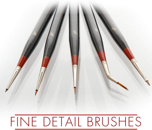 U.S. Art Supply 5 Piece Miniature Tight Spot Micro Fine Detail Art & Beauty Taklon Brush Set with Wood Handles...